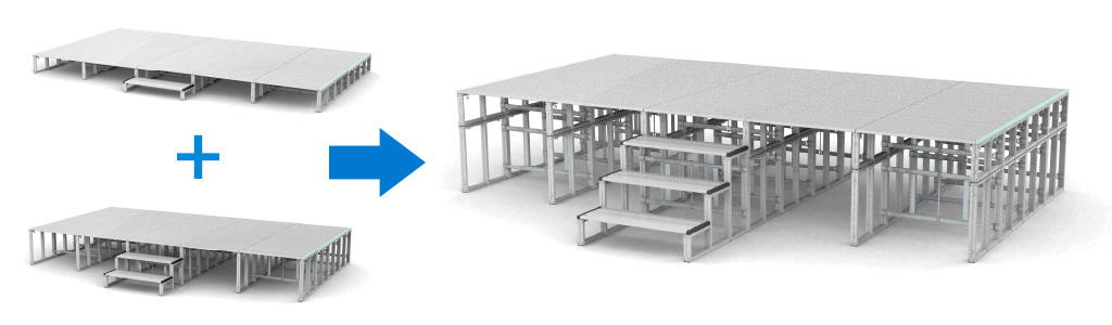 折りたたみ式アルミ製上下積み重ね式ステージ